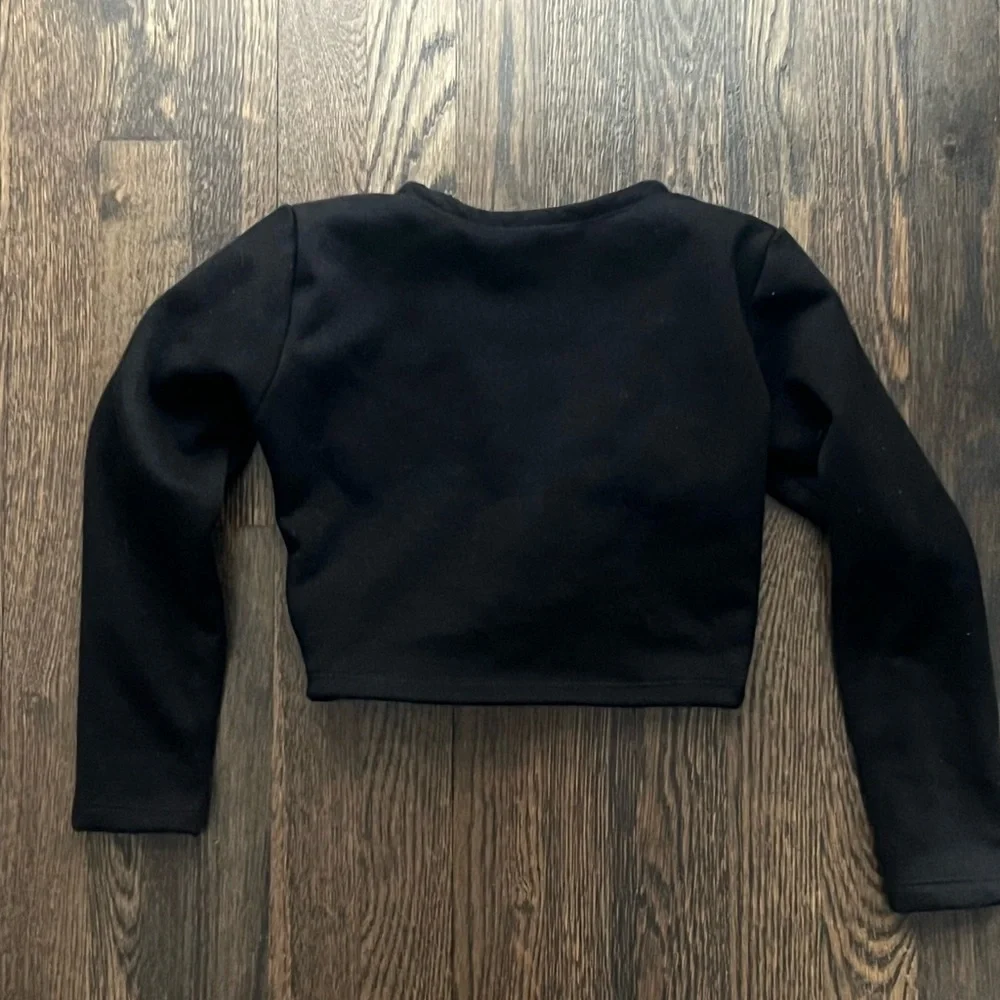 Girls Ballet Wrap Black Dance Tops Kids Long Sleeve Dance Sweater,Velvet Inner